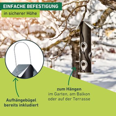 Годівниця для птахів Windhager Saatmischung з насіннєвою сумішшю, з металу, 13,5 x 13,5 x 35 см, 06969, Антрацит