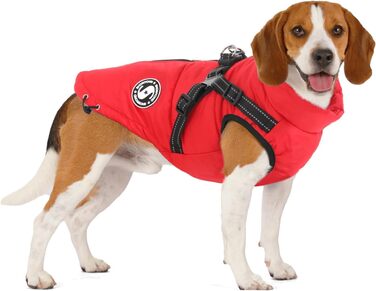 Теплий зимовий одяг для собак - куртка-манта для маленьких собак, червона (L)