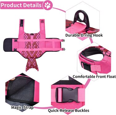 Жилет для плавання собак Malier, Ripstop, з американським прапором, для малих, середніх та великих собак, висока плавучість, для купання та катання на човні