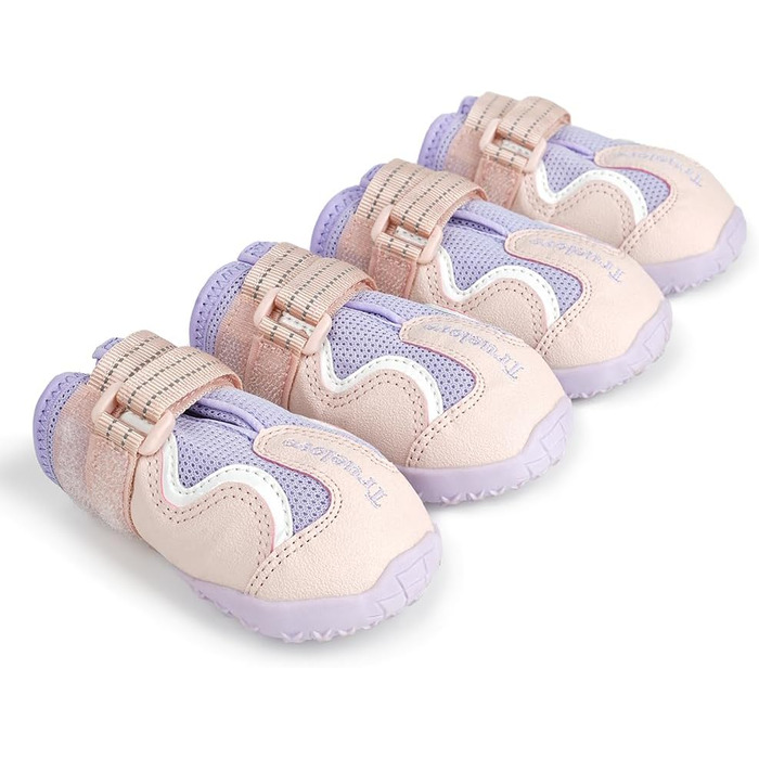 Чоботи для собак Truelove, водонепроникні, з світловідбиваючими ремінцями, зелені (4 шт., 4 розміри), рожеві