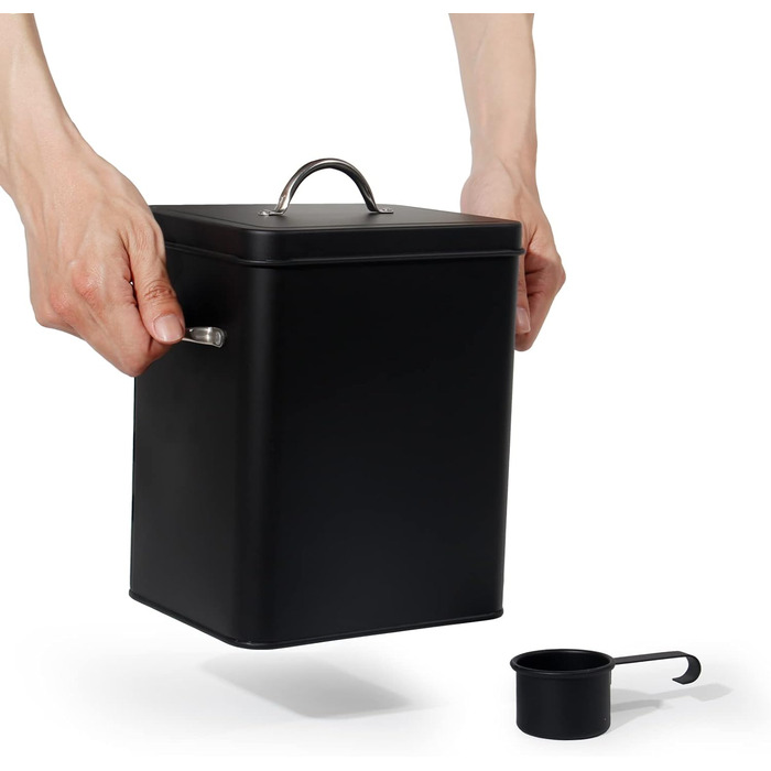 Контейнер для порошку Theo&Cleo 6.5L, металева коробка для порошку, корму для собак/кішок, кавових зерен (колір: вугілля)