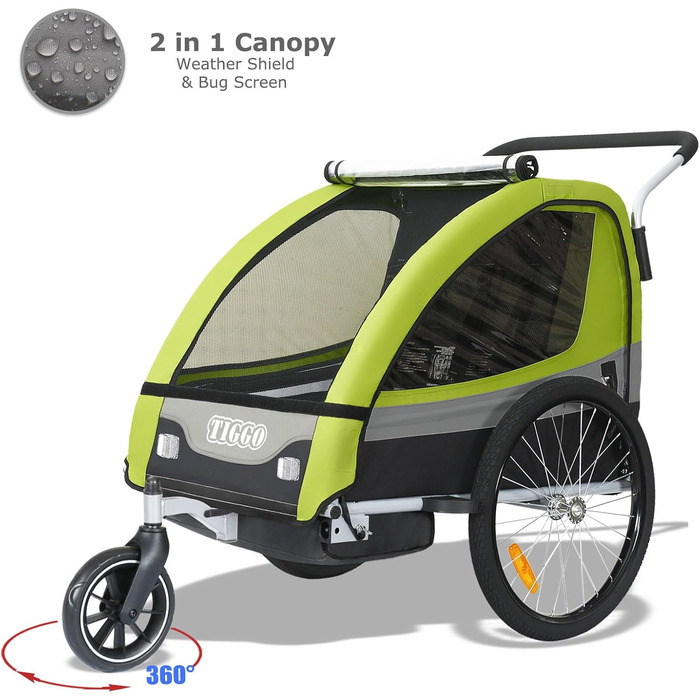 Дитячий причіп Tiggo 2-в-1 для велосипеда, Jogger, 50402 (Зелений)