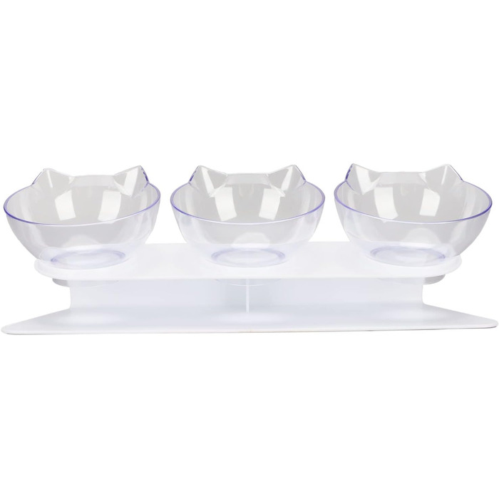 Набір піднятих мисок для котів, 3 прозорі миски на підставці, для котів та маленьких собак