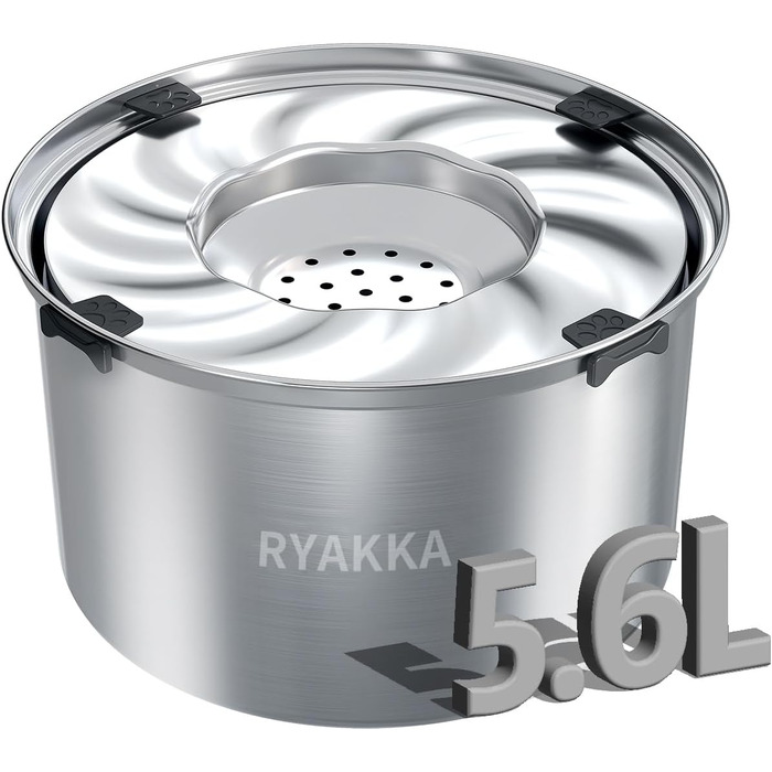 RYAKKA Миска для собак 5.6L, не протікає, з нержавіючої сталі, для подорожей, великих собак, slow feeder, з килимком