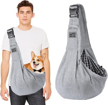 PETCUTE Сумка-переноска для собак до 7.5 кг, сіра. Регульований ремінь, сумка-переноска з передньою кишенею, сумка на плече для собак, для прогулянок та активностей на відкритому повітрі