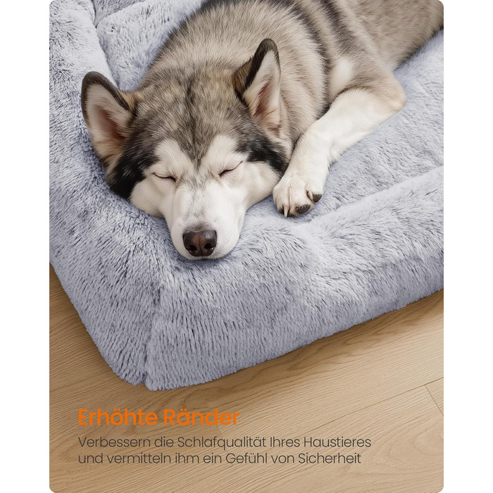 Feandrea Крісло-ліжко для собак, велике, 120 x 85 x 23 см, кошик для собак, м'яке ущільнення, собаче ліжко, підняті бортики, знімний та пральний чохол, нековзне, Ombré сірий PGW274GA01 XXL