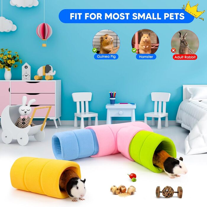 Туннель для морських свинок ONEJU, 2-сторонній, для гри та відпочинку, миється, з блискавкою, для зберігання, кольоровий