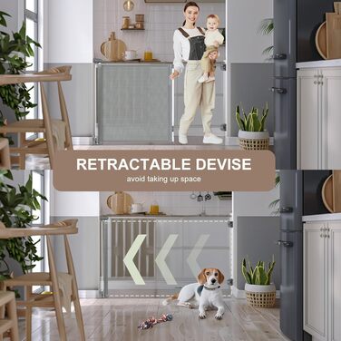 Захисний бар'єр для дитячих воріт Treppenschutzgitter, розтягуваний 0-180 см, сірий, 86x180 см