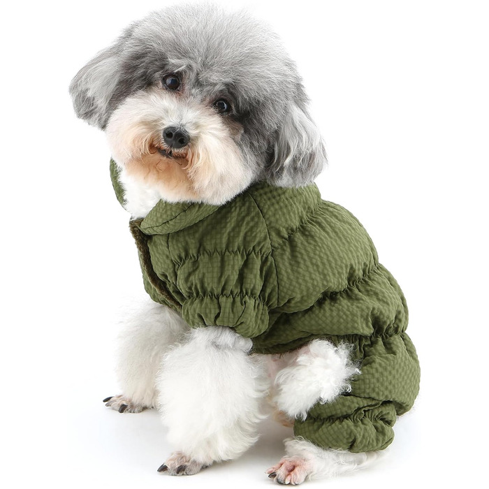 Зимовий теплий комбінезон для собак, водонепроникний, з флісовою підкладкою, для маленьких порід (Йоркширський тер'єр, Чихуахуа), XL, зелений
