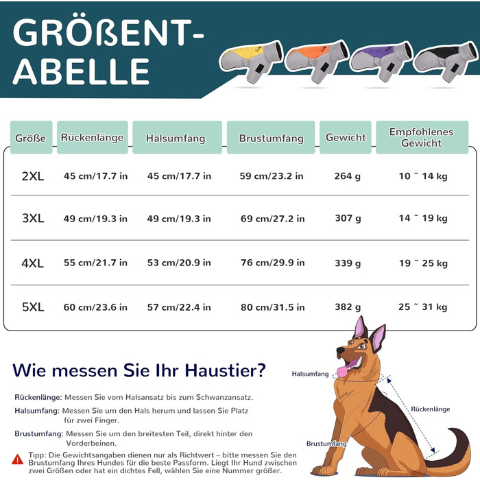 Водонепроникний дощовик для собак середніх та великих порід ALLSOPETS, тепла зимова куртка з світловідбиваючими смугами, вбудованим повідком, захист від вітру (Вогняно-помаранчевий, 5XL)