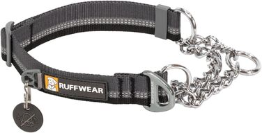 Регульований нашийник RUFFWEAR Chain Reaction для собак, антивитяг, тренувальний, алюмінієве D-кільце, обмежувач, відбивний, сірий, 35-51 см