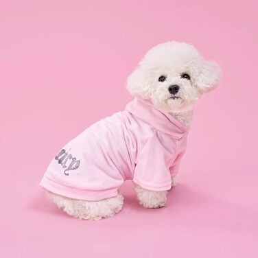 Худі Juicy Couture Bling Velours для домашніх тварин – Рожевий – Розмір XS/S (0,9–3,2 кг) – для маленьких собак та котів