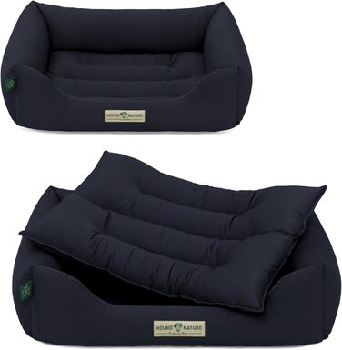 Екологічне ліжко для собак HOUND & NATURE Bern S, м'яке, темно-синє, 75x60 см, для маленьких порід, двостороння подушка, можна прати
