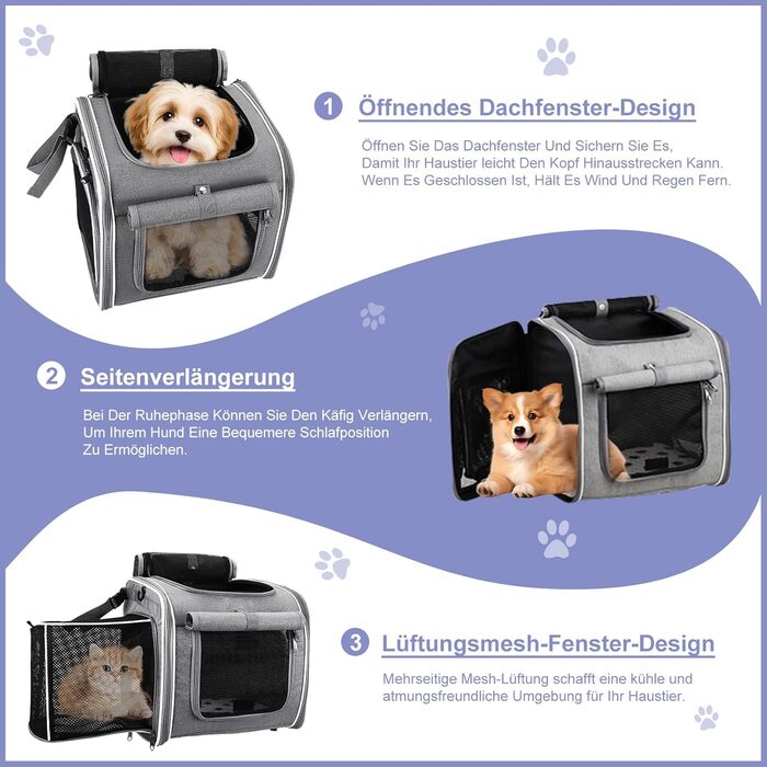 4-в-1 Корзина для собак на велосипед: корзина, рюкзак, велика сумка для котів та собак (до 8 кг)