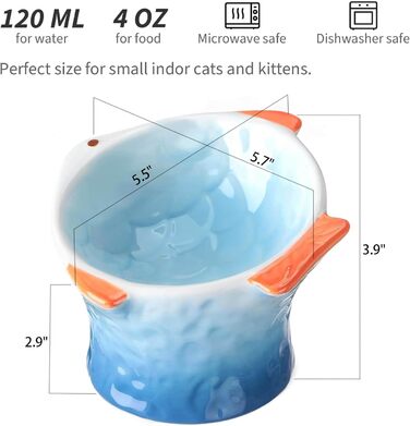 Підвищені годівниці для котів, 2 шт., кераміка, блакитний/зелений, зручні для вусів