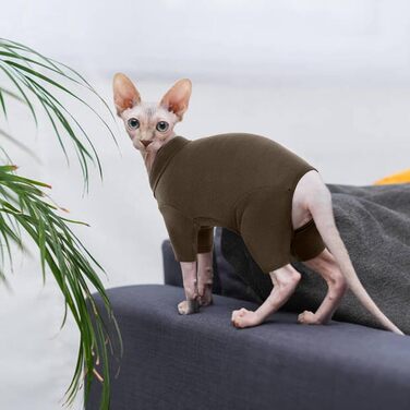 Одяг для котів, пуловер для Sphynx, Cornish Rex, Devon Rex, Peterbal (темно-коричневий, L)