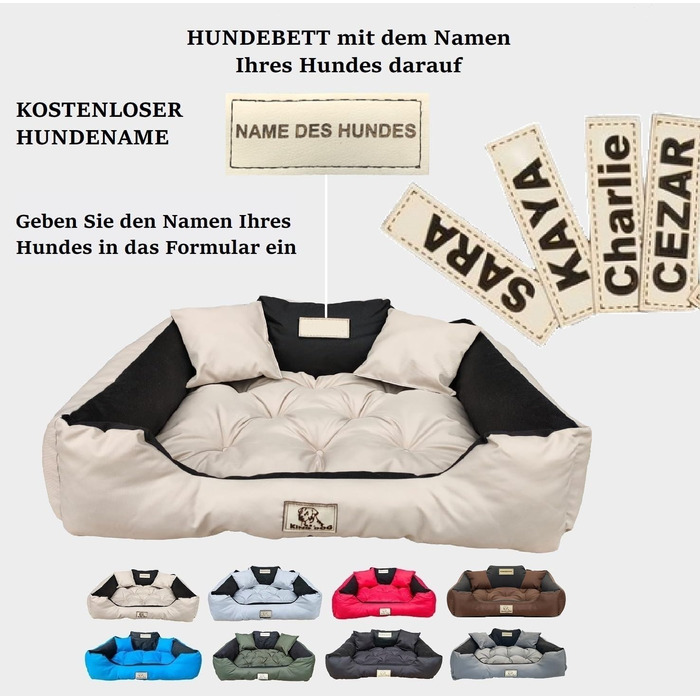 Крісло-ліжко для собак великих порід King Dog, велике, миється, з іменем, водонепроникне, силіконова наповнювач (Бежевий, 100 x 75 см)