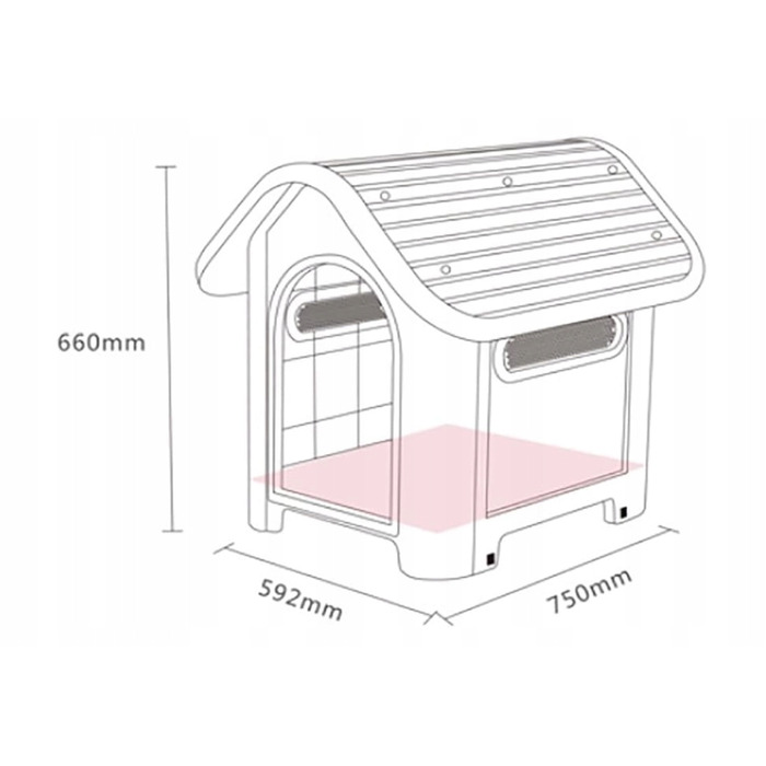 Будка-будиночок для собак малих порід з вбудованим туалетом Lanco, біла, поліпропілен (PP)