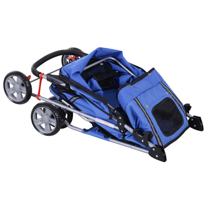 PawHut Dog Stroller Dog Buggy Pet Stroller Jogger Trailer для собак синій, складний і легкий, чудово підходить для поїздок