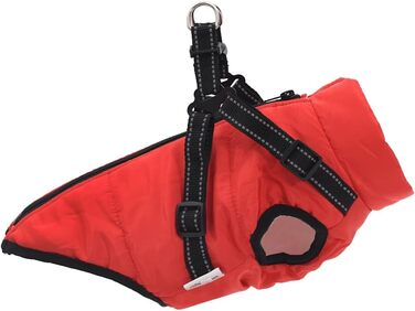 Водонепроникний теплий дощовик для собак з шлейкою, дощовик для собак, тепла куртка для цуценят, червоний (l28)