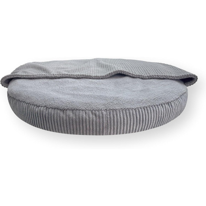 4L Textil Hundebett Vigo з капюшоном: ліжко-печера для собак, ковдра, корзина, ліжко-мішок, подушка з корду, середні породи (Сірий, 90x90x12 см)