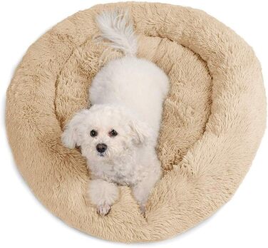 Кругле ліжко-гніздо для собак та котів, штучне хутро, Beige, 60 см