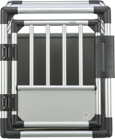 Тріксі переносна клітка для собак, алюміній, срібна, розмір S (48x57x59 см) / L (78x55x62 см), стабільна, тиха, з безпечним замком та неслизьким килимком
