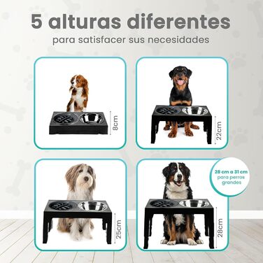 Підвищуюча годівниця для собак NOVARKA® з регулюванням висоти | Набір з миски з нержавіючої сталі та антибактеріальної миски | Преміум-набір з антиковзною підкладкою та лопаткою для корму