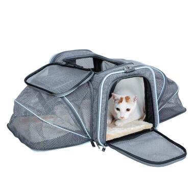 ABISTAB Транспортна переноска для собак і котів, розкладний бокс для авто та авіаперельотів, Maxi 72см, з двостороннім відкриванням та довгим плечовим ременем