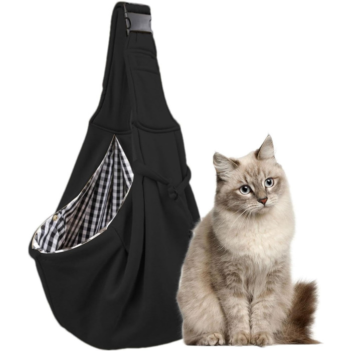 Сумка-переноска для собак та котів | Дихаюча переноска для цуценят | З регульованим ременем | Для прогулянок та подорожей (Чорний)