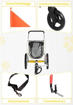 Причіп для собак SEPNINE® 2-в-1 для велосипеда та джоггінгу, до 30 кг (жовтий)