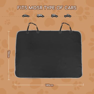 Чохли на сидіння для собак Nobleza: водонепроникні, зносостійкі, універсальні, чорні, 140x110 см