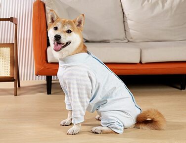 Піжама для собак після операції, боді для собак, анти-витік, довгий рукав, синій, розмір M