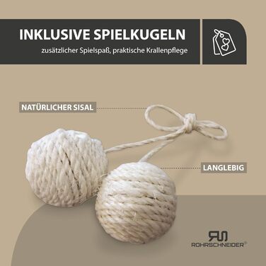 Дряпальня для котів Rohrschneider Katzenbaum Travel XL з іграшкою та гамаком - стабільна кігтеточка для великих котів, бежева