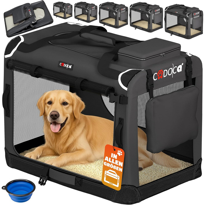 Складана переносна переносна коробка для собак XXXL 101x70x70 см, міцна, дихаюча, для автомобіля, сіра