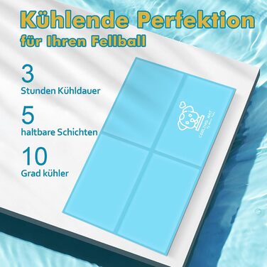 Кühlmatte для собак Pawtasy - охолоджуючий килимок для собак XL 100 x 60 см, блакитний. Охолоджуюча килимок з нетоксичного гелю для великих та середніх собак