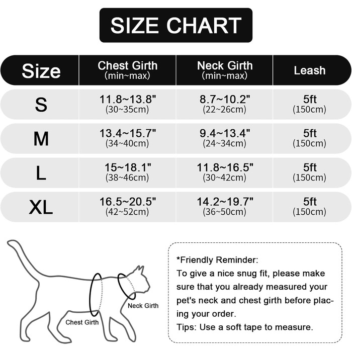 Шлейка та поводок для котів Skmeditec: безпечна шлейка-жилет для великих котів та маленьких собак, м'яка жилетка зі світловідбиваючими смугами, чорний (L)