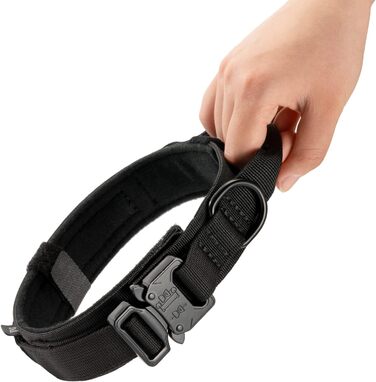 Нашийник для собак регульований з контролем, тактичний нашийник з нейлону, м'який нашийник з металевою застібкою, для середніх та великих собак, для полювання, тренувань, активного відпочинку, сірий, L (45-55 см), XL (55-62 см)