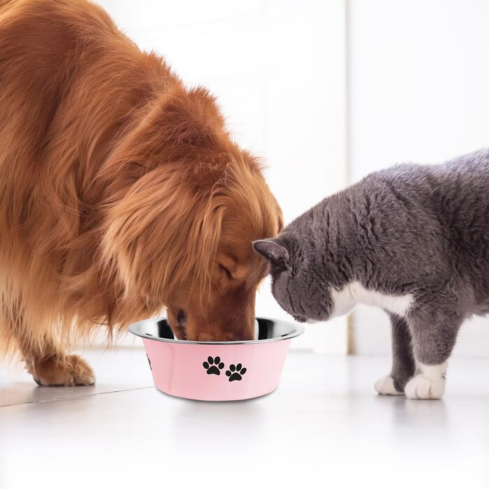 Набори мисок для собак SUOXU з нержавіючої сталі (1560 мл, 2 шт.) з неслизьким дном, для великих, середніх та маленьких порід собак та котів - (Рожевий, L-2020 мл)