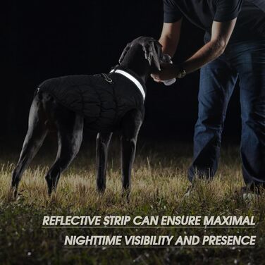 Куртка для собак Kuoser, тепла зимова водонепроникна куртка для великих собак, чорна (3XL)