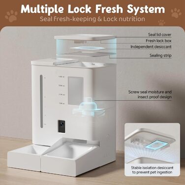 Автомат для годування котів з камерою, 5G/WiFi, 2K HD відео та нічне бачення, дозатор великого об'єму та зерна, керування через APP, контейнер для зберігання корму (для собак та котів)