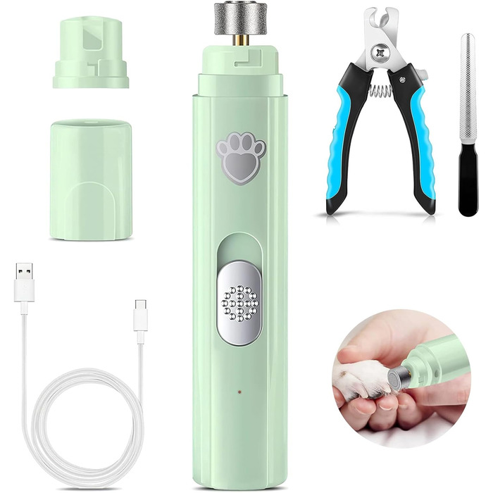 Шліфувальник кігтів для собак Czemo Profi Krallenschleifer, портативний, тихий, для собак та котів, 2 швидкості, догляд за кігтями, середні та малі породи