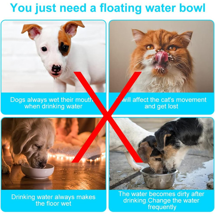 Миска для води для собак, 2 л, повільна годівниця, миска-повільна годівниця, чорна, без розбризкування, для подорожей