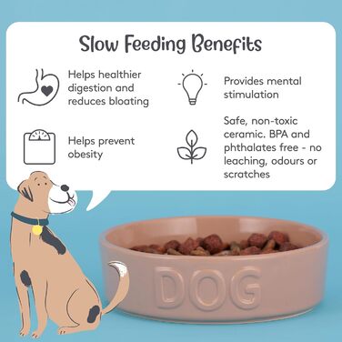 Миска для собак Mason Cash Cane Keramik для повільного годування, кераміка, підвищені борозни, для здорового травлення, довговічна, придатна для миття в посудомийній машині, для собак маленьких, середніх та великих порід