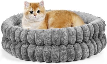 М'яке ліжко для котів та маленьких собак, 50 x 20 см, круглої форми, сірого кольору (S)