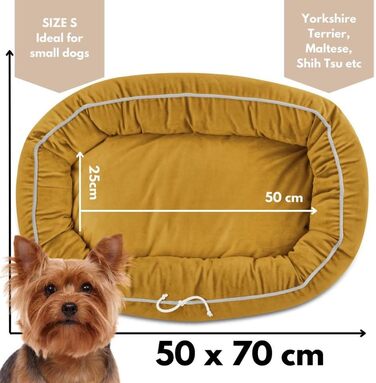 Ортопедичне ліжко для собак середніх порід 95x65 см Hazelnut (S 70x50, Жовтий)