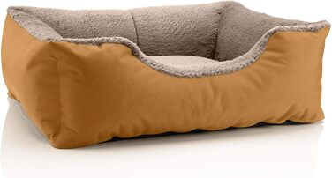 Ліжко для собак BedDog Teddy, м'яке, знімний, пральний чохол, кошик, лежанка, для маленьких собак, S, золотисто-бежевий GOLDEN-SAND, 50 x 35 x 17 см