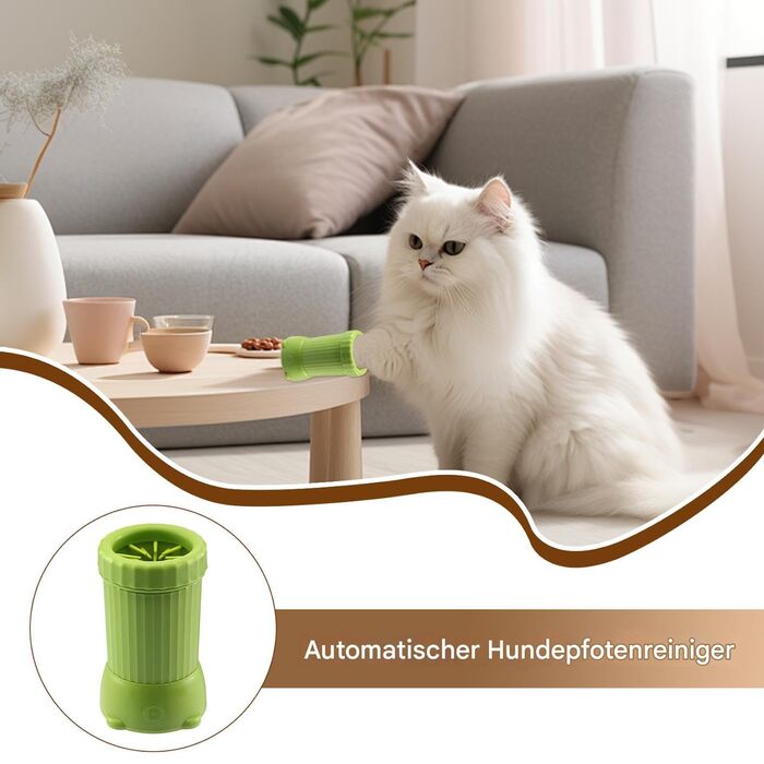 Автоматичний мийник лап для собак - USB-зарядка, для середніх та великих порід, цуценят та кошенят (зелений)
