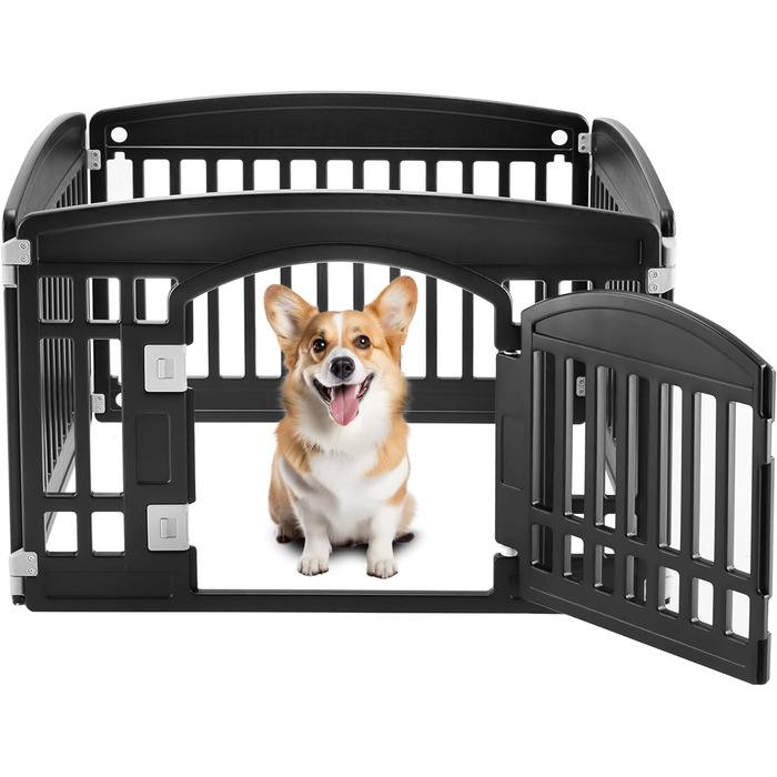 Клітка-манеж для собак, 61 см, 4 панелі, з дверцятами, безпечна та портативна, для цуценят та маленьких собак, біла (пластик)