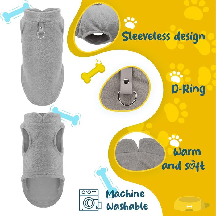 Теплий флісовий пуловер для собак та котів, зимова куртка для собак з повідком (аква+зелений, XL) (сірий+коричневий, M)